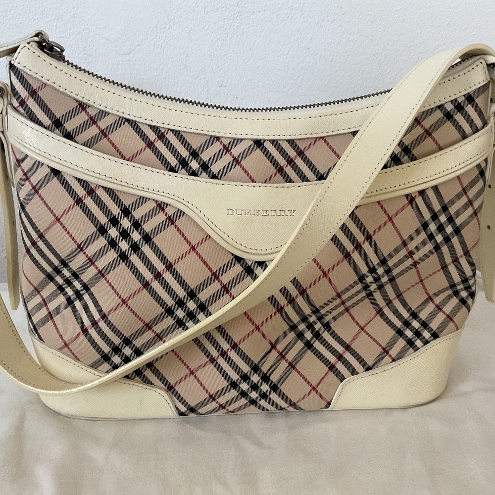Burberry Cloth Check and Leather Trim Shoulder Bag